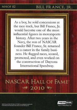 2010 Press Pass Eclipse - NASCAR Hall of Fame Blue #NHOF 82 Bill France Jr. Back