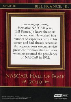 2010 Press Pass Premium - NASCAR Hall of Fame #NHOF 88 Bill France Jr. Back