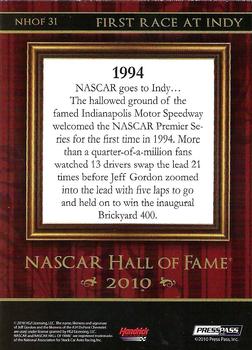 2010 Press Pass Stealth - NASCAR Hall of Fame Blue #NHOF 31 First Race at Indy Back