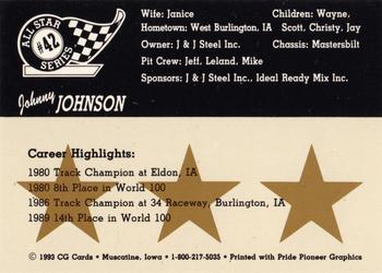 1993 CG Cards All Star Series #42 Johnny Johnson Back