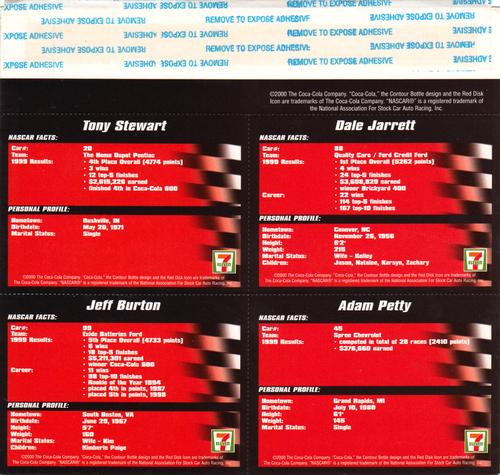2000 Coca-Cola 7-Eleven - Panel #NNO Dale Jarrett / Tony Stewart / Adam Petty / Jeff Burton Back