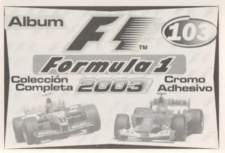 2003 Edizione Figurine Formula 1 #103 Rubens Barrichello Back