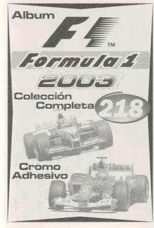 2003 Edizione Figurine Formula 1 #218 Jos Verstappen Back
