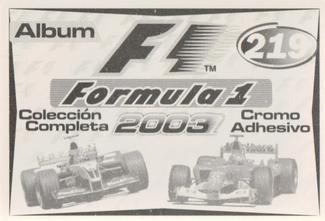 2003 Edizione Figurine Formula 1 #219 Jos Verstappen Back