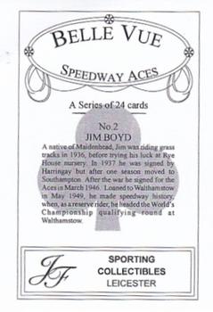 2001 J F Sporting Belle Vue Speedway Aces #2 Jim Boyd Back