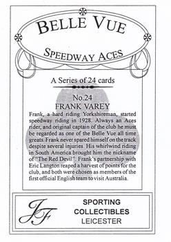 2001 J F Sporting Belle Vue Speedway Aces #24 Frank Varey Back