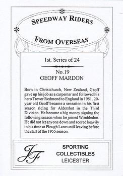 2006 J F Sporting Speedway Riders from Overseas #19 Geoff Mardon Back