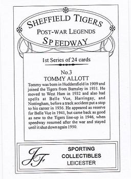 2001 J F Sporting Sheffield Tigers Speedway Post War Legends #3 Tommy Allott Back