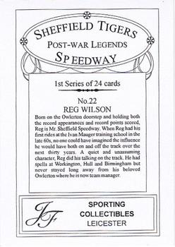 2001 J F Sporting Sheffield Tigers Speedway Post War Legends #22 Reg Wilson Back