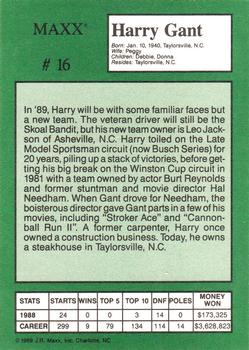 1989 Maxx Crisco #16 Harry Gant Back