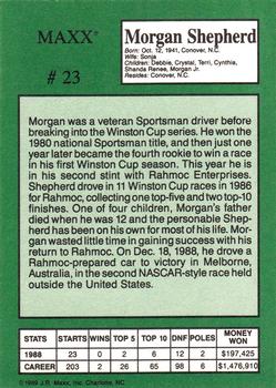 1989 Maxx Crisco #23 Morgan Shepherd Back
