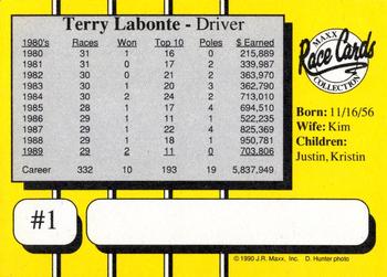 1990 Maxx - Glossy #1 Terry Labonte Back