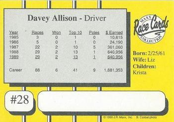 1990 Maxx - Glossy #28 Davey Allison Back