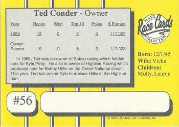 1990 Maxx - Glossy #56 Ted Conder Back
