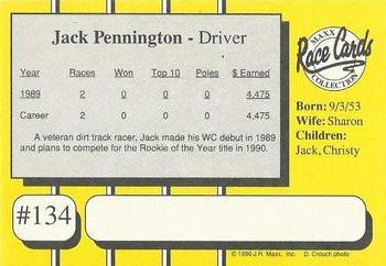1990 Maxx - Glossy #134 Jack Pennington Back