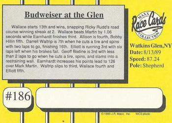 1990 Maxx - Glossy #186 Bud At The Glen Back