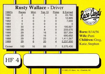 1990 Maxx Holly Farms #HF4 Rusty Wallace Back