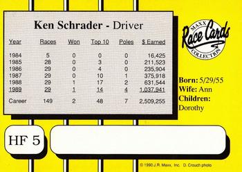 1990 Maxx Holly Farms #HF5 Ken Schrader Back