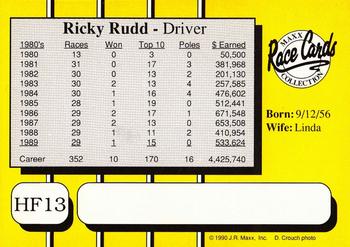 1990 Maxx Holly Farms #HF13 Ricky Rudd Back