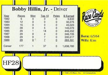 1990 Maxx Holly Farms #HF28 Bobby Hillin Jr. Back