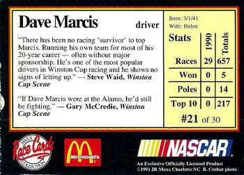 1991 Maxx McDonald's #21 Dave Marcis Back