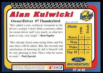 1991 Maxx Ford Motorsport #7 Alan Kulwicki Back