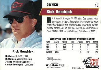 1991 Pro Set #18 Rick Hendrick Back