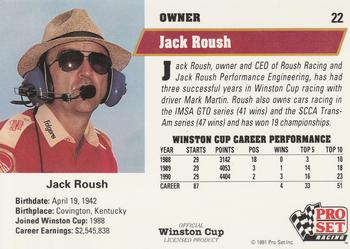 1991 Pro Set #22 Jack Roush Back