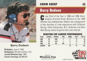1991 Pro Set #49 Barry Dodson Back