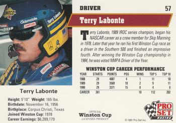 1991 Pro Set #57 Terry Labonte Back