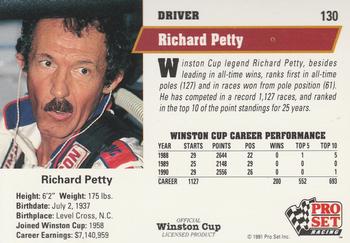 1991 Pro Set #130 Richard Petty Back