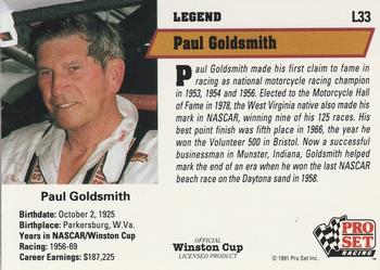 1991 Pro Set - Legends #L33 Paul Goldsmith Back