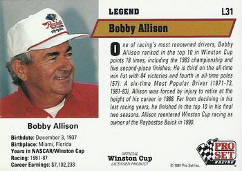 1991 Pro Set - Legends #L31 Bobby Allison Back