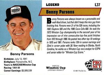 1991 Pro Set - Legends #L37 Benny Parsons Back