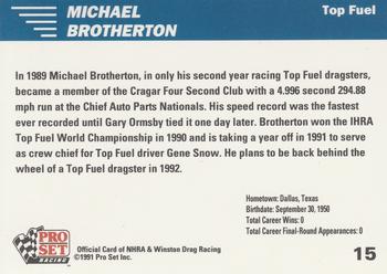 1991 Pro Set NHRA #15 Michael Brotherton Back