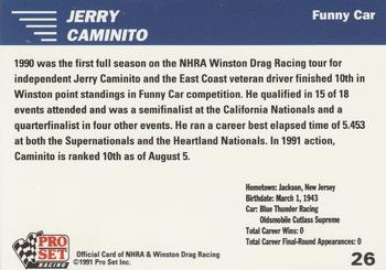 1991 Pro Set NHRA #26 Jerry Caminito Back