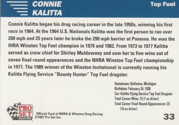 1991 Pro Set NHRA #33 Connie Kalitta Back