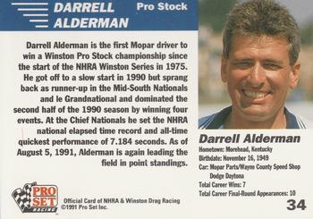 1991 Pro Set NHRA #34 Darrell Alderman Back