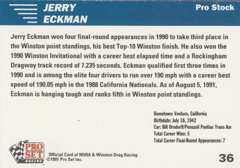 1991 Pro Set NHRA #36 Jerry Eckman Back
