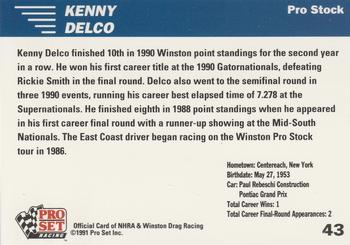 1991 Pro Set NHRA #43 Kenny Delco Back