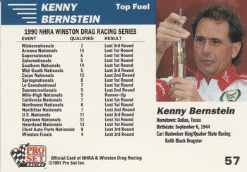 1991 Pro Set NHRA #57 Kenny Bernstein's Car Back