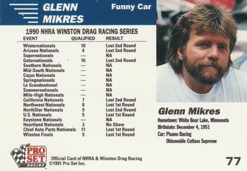 1991 Pro Set NHRA #77 Glenn Mikres' Car Back