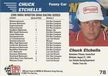 1991 Pro Set NHRA #78 Chuck Etchells' Car Back