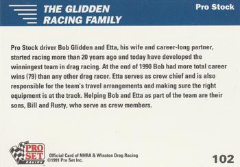 1991 Pro Set NHRA #102 Bob Glidden Family Back