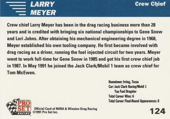1991 Pro Set NHRA #124 Larry Meyer Back