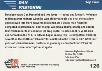 1991 Pro Set NHRA #126 Dan Pastorini Back