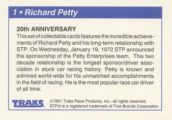 1991 Traks Richard Petty #1 Richard Petty (20th Anniversary) Back