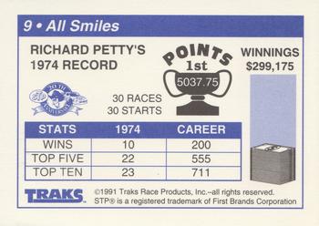 1991 Traks Richard Petty #9 All Smiles (Richard Petty's 1974 Record) Back
