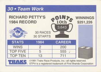 1991 Traks Richard Petty #30 Team Work (Richard Petty's 1984 Record) Back