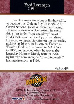 1992 Maxx IMHOF #23 Fred Lorenzen Back